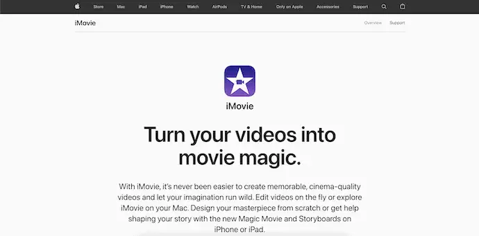 iMovie 主页