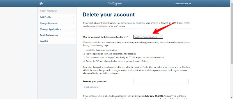 why are you deleting instagram account