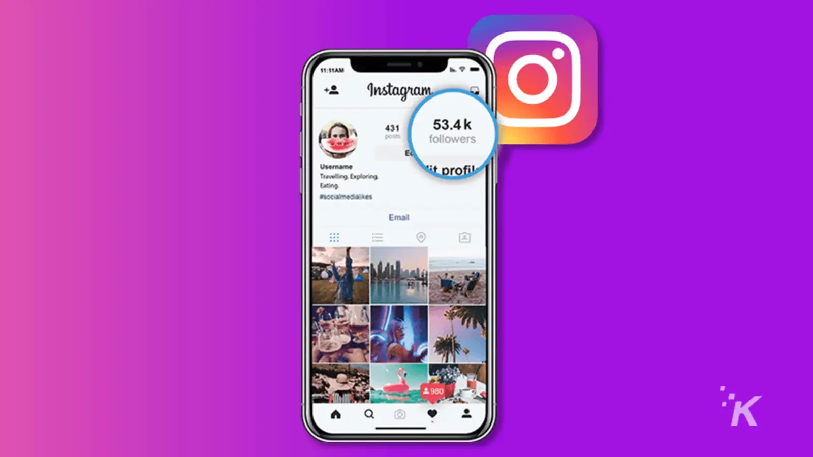 Instagram บนโทรศัพท์แสดงการถูกใจ