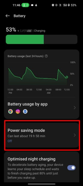 image showing power saving mode 