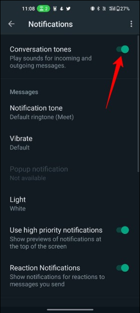 image showing whatsapp notification settings