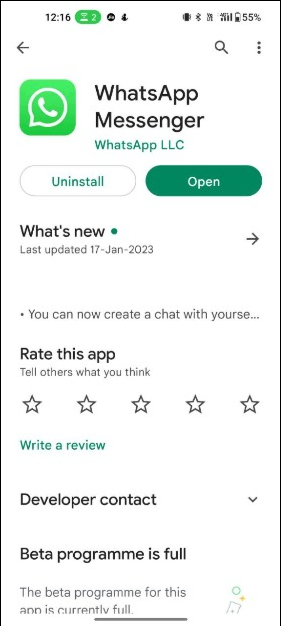 image showing whatsapp on playstore