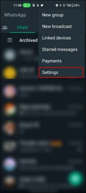 image showing whatsapp settings