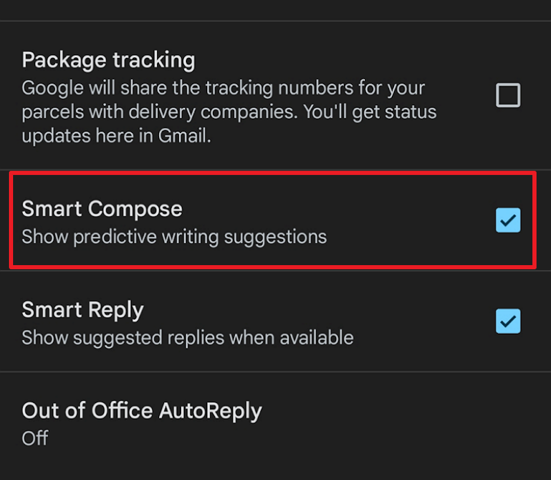enabled smart compose