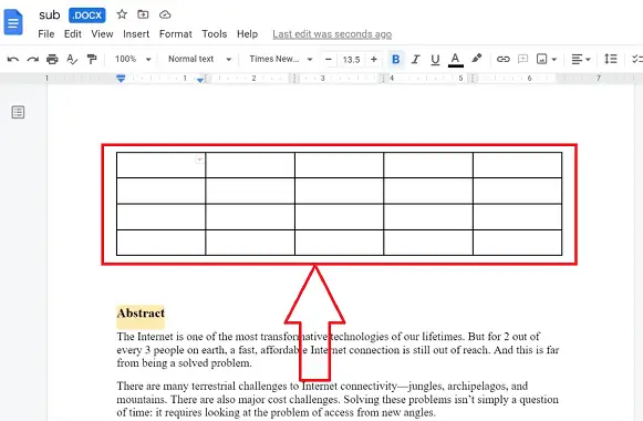 Tabla en documentos