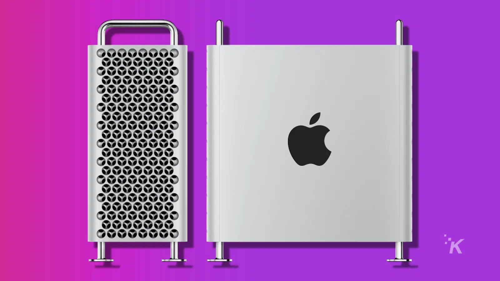 紫色の背景に mac pro