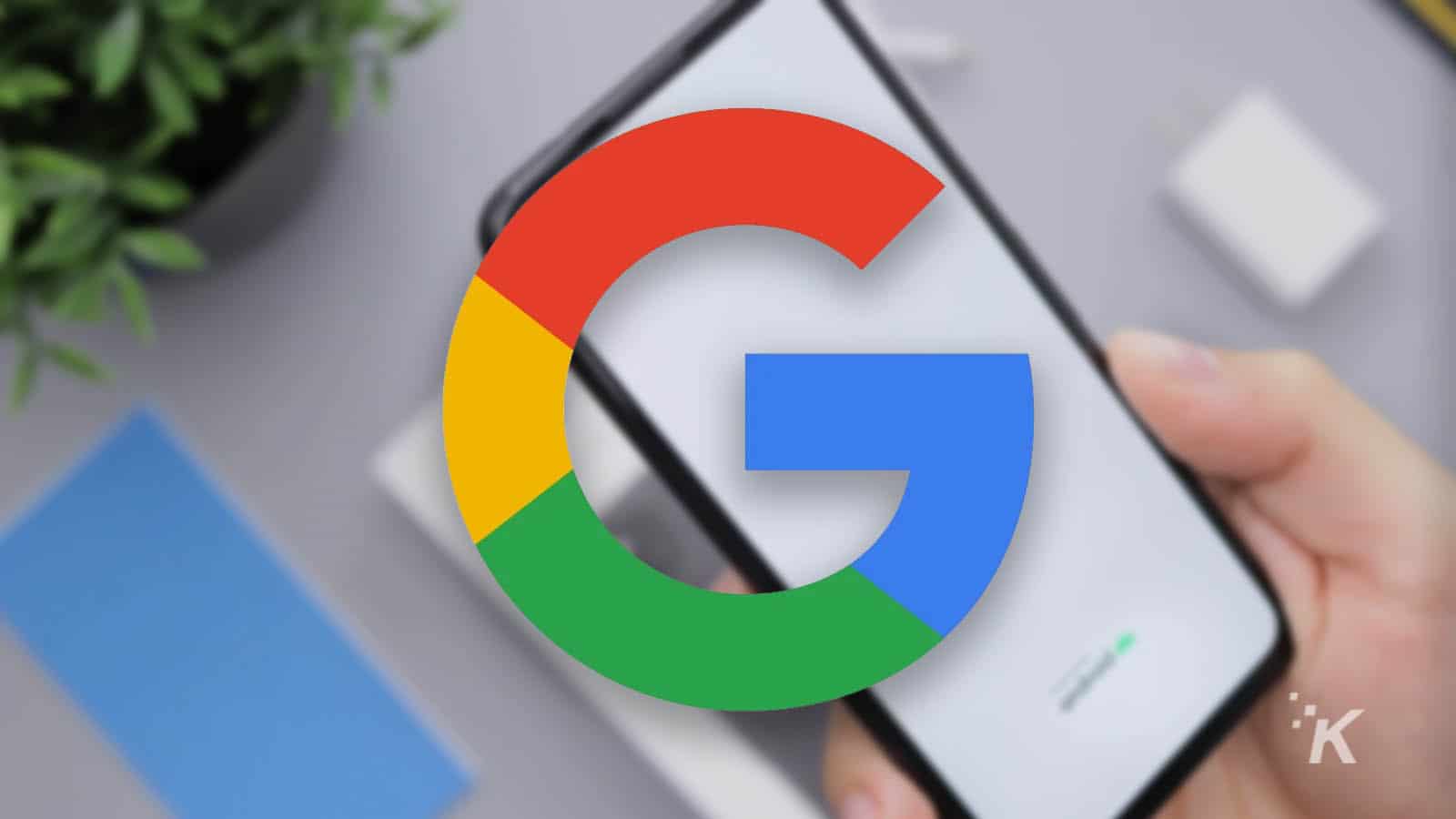 logotipo do google com pixel de fundo desfocado