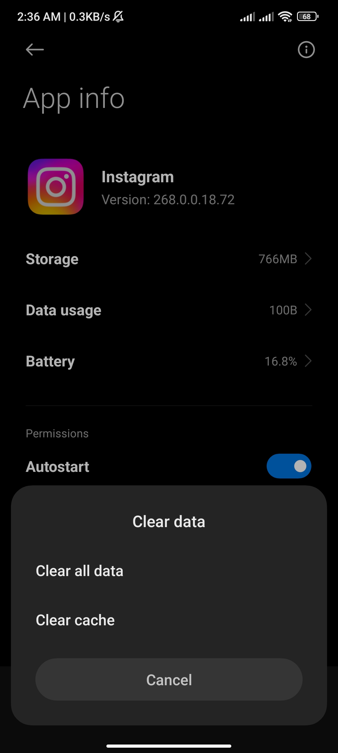 how to clear instagram cache- clear cache on miui