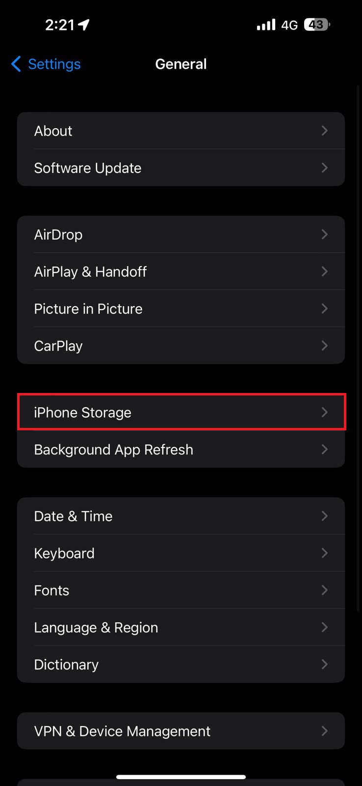 how to clear instagram cache- iphone storage settings