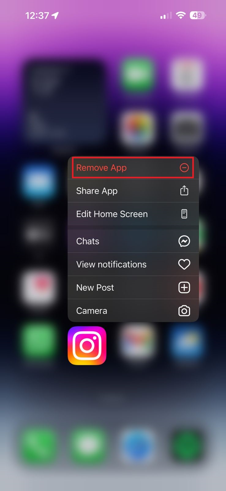 how to clear instagram cache- iphone 3d touch options