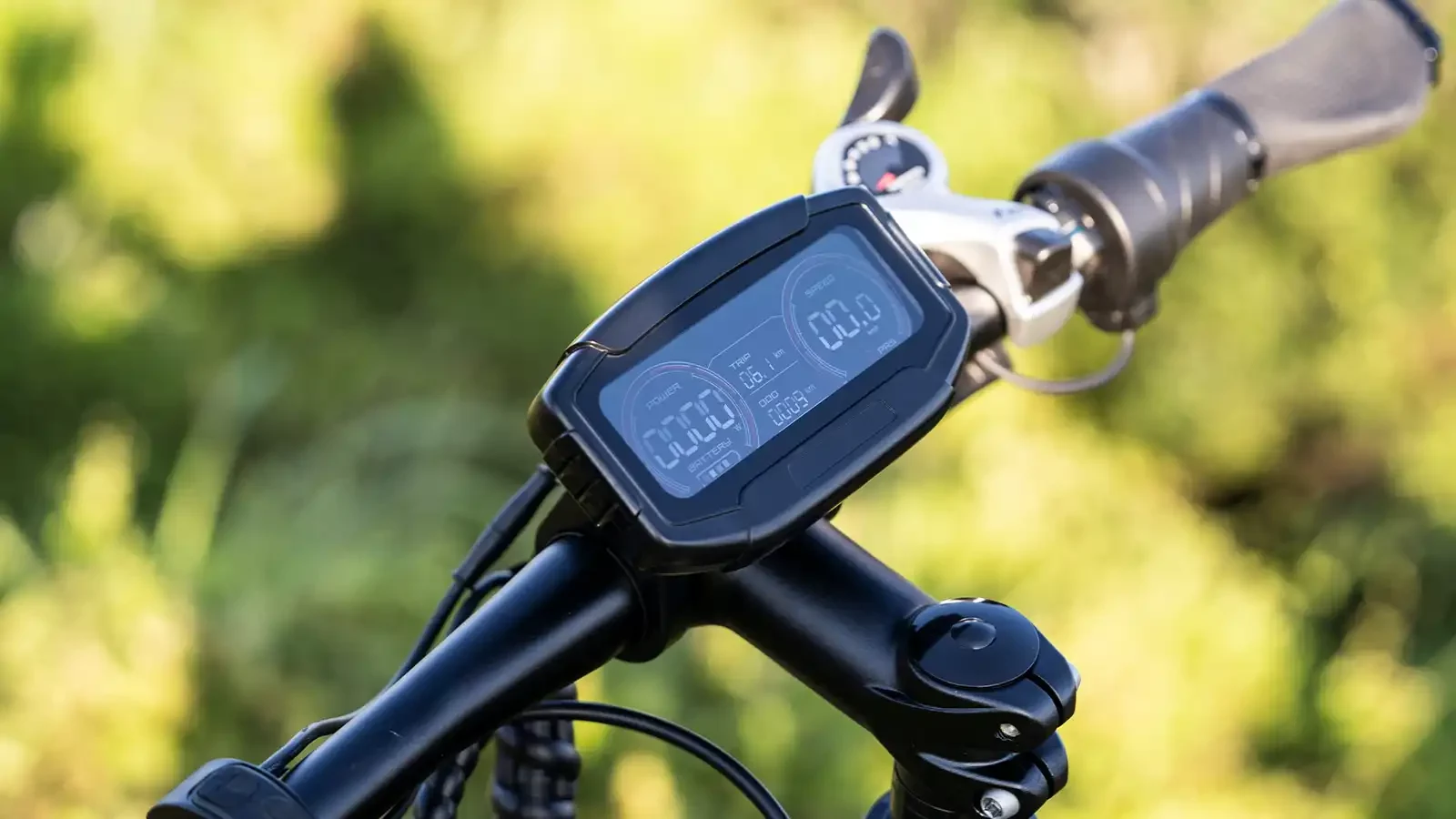 DYU 750 電動自転車の LCD のクローズアップ