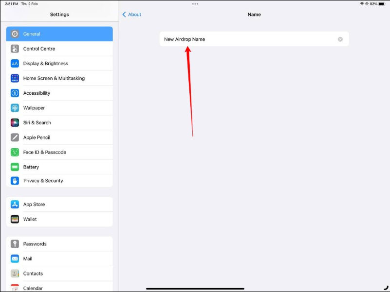 image showing ipad change device name settings