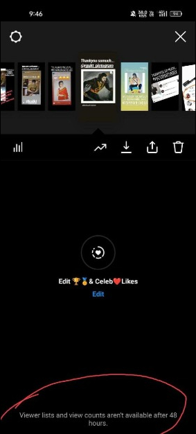 instagram screenshot showing 48 hours limit message on instagram highlights