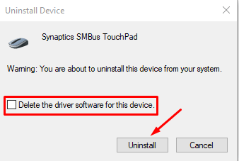 Elimina il software del driver di questo dispositivo