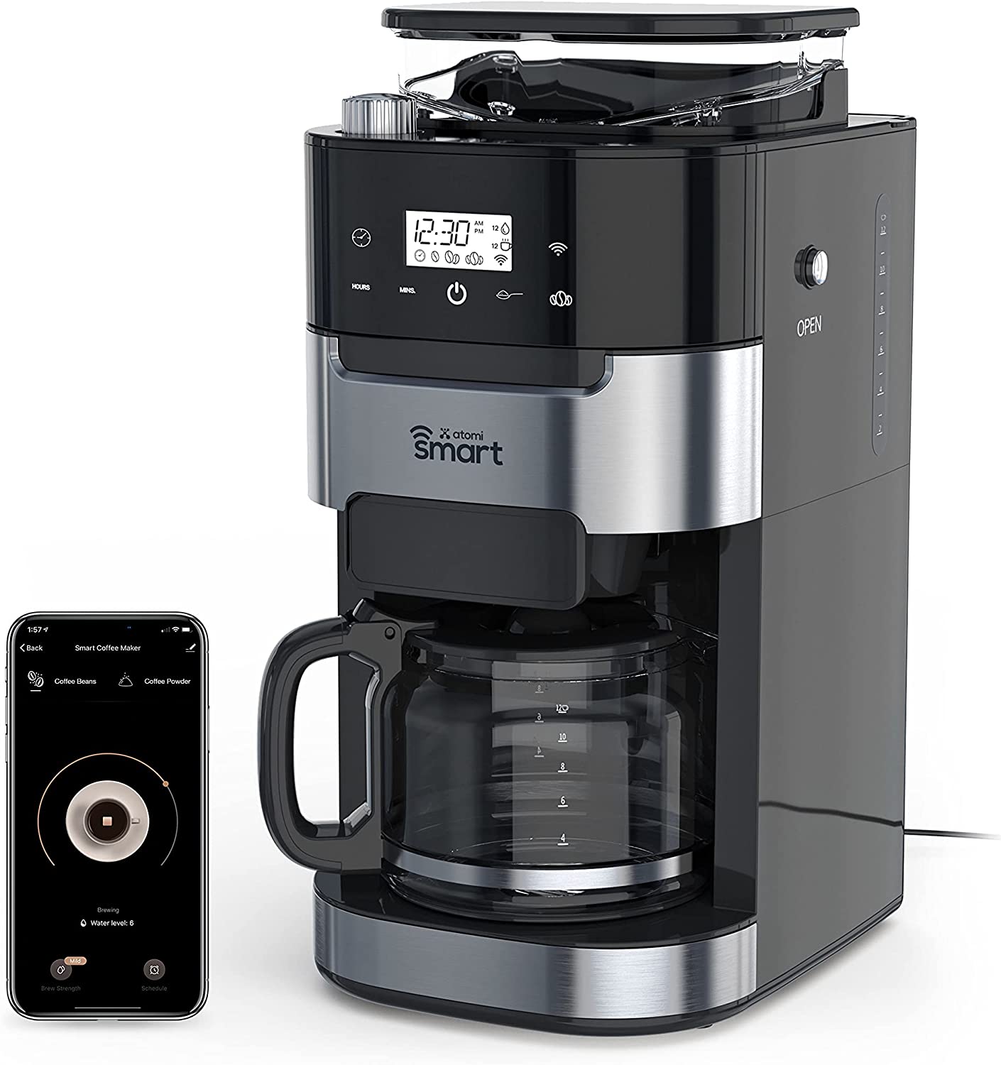 best smart coffee makers to buy in 2023- atomi smart coffee maker with burr grinder