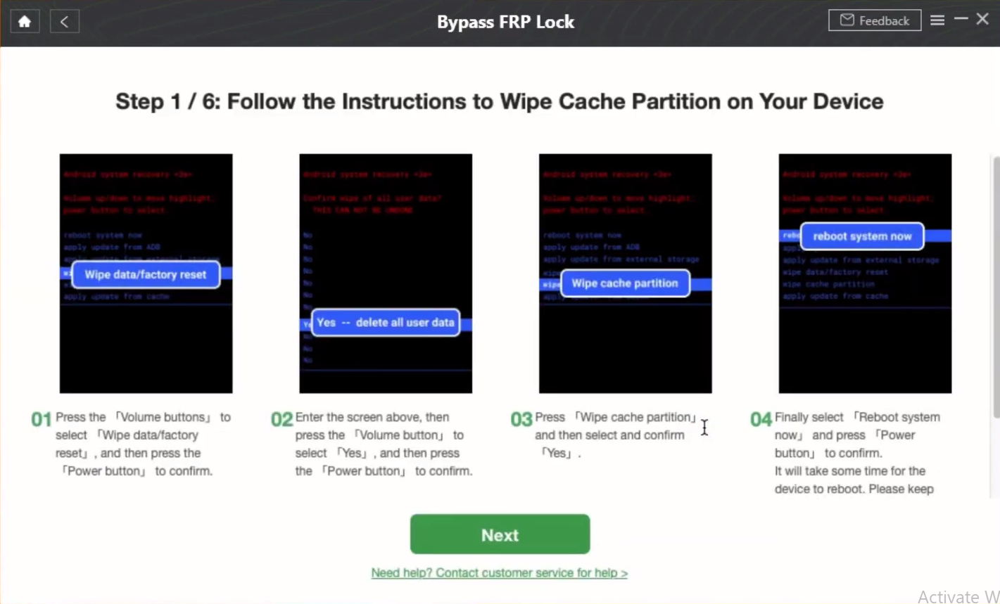 Follow On-Screen Instructions to Wipe the Cache