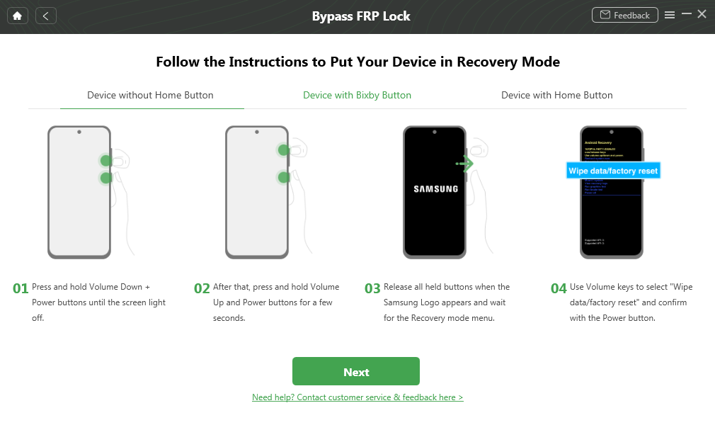 Alt Text: Follow On-screen Instructions to Put your Device in Recovery Mode 