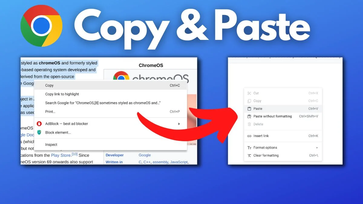 how to copy and paste on chromebook