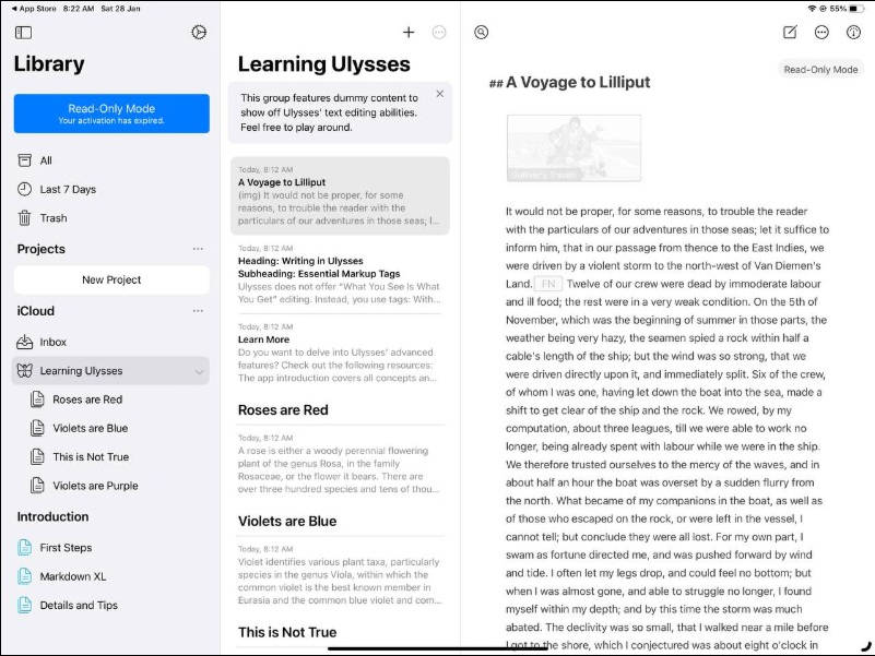 image showing ulysses app 