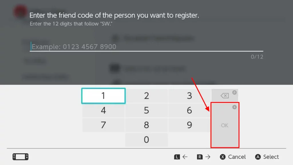 Nintendo Switch wprowadź kod znajomego