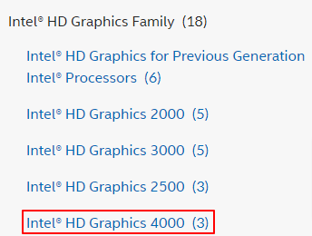 Choose Intel HD Graphics 4000