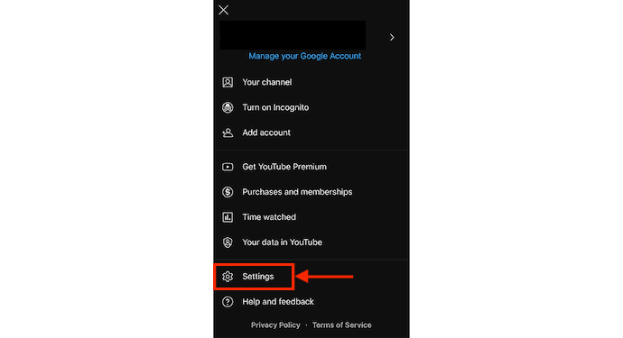 Pengaturan di aplikasi YouTube iOS