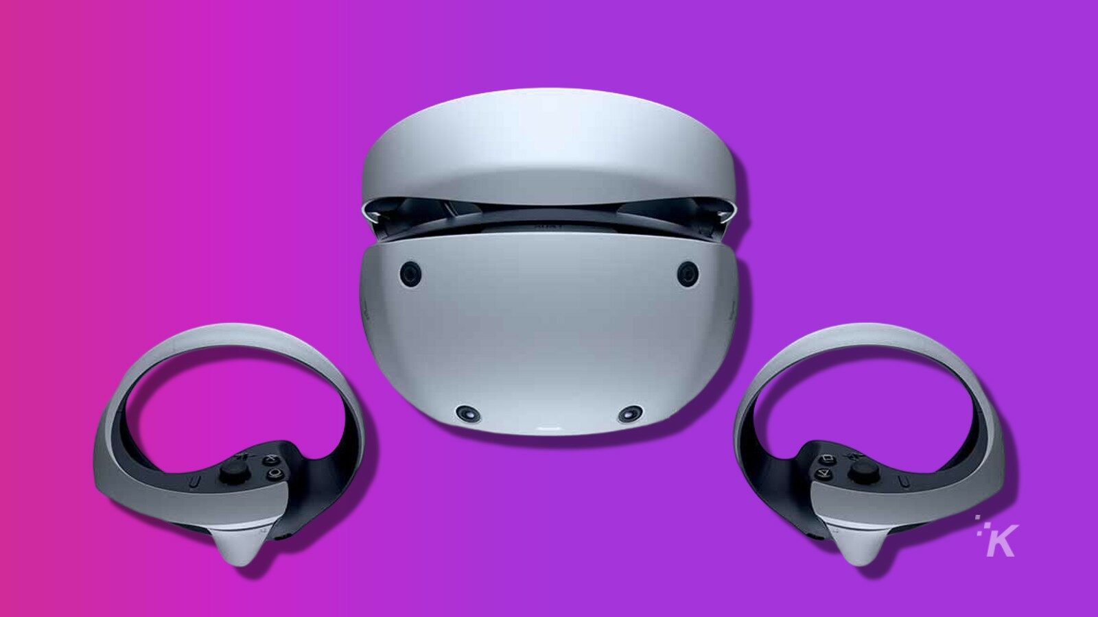 headset sony ps vr 2 dengan latar belakang ungu