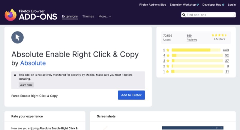 absolute enable right click & copy