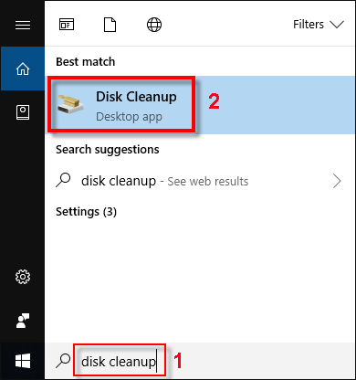 Search Disk Cleanup on your PC