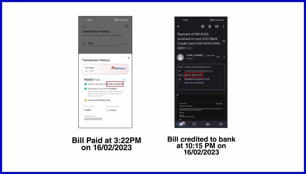 cheq app bill payment timing