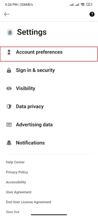 how to delete linkedin account- account preferences on android