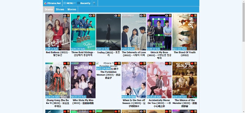 image showing fdrama website home screen