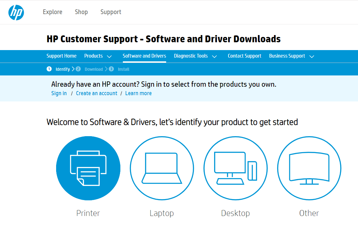 Diríjase a la pestaña Software y controladores y luego seleccione Impresoras