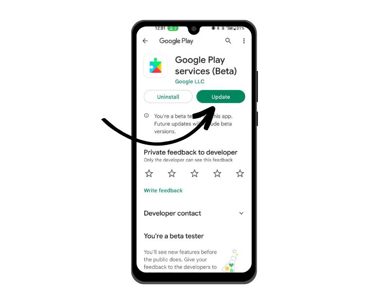 image showing update google play services