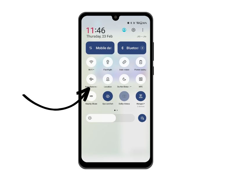 image showing airplane mode on android smartphone