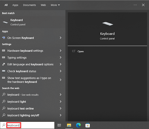 search keyboard on windows