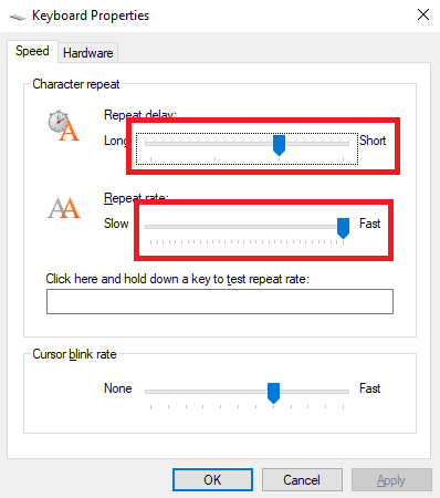 Keyboard properties