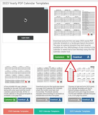 kalender tahunan dan template