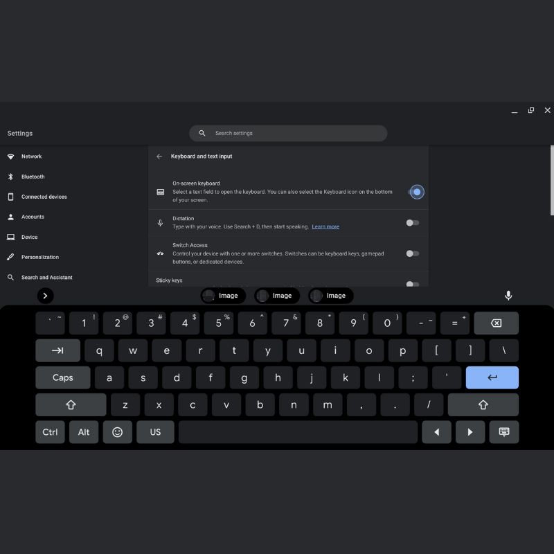 on-screen keyboard