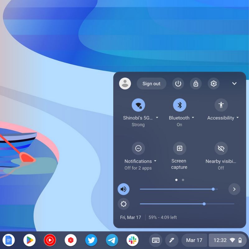 chromeos setting shortcut