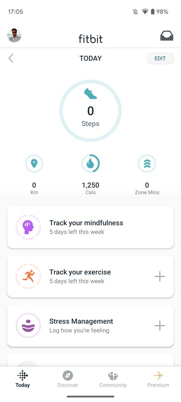 fitbit for android home page