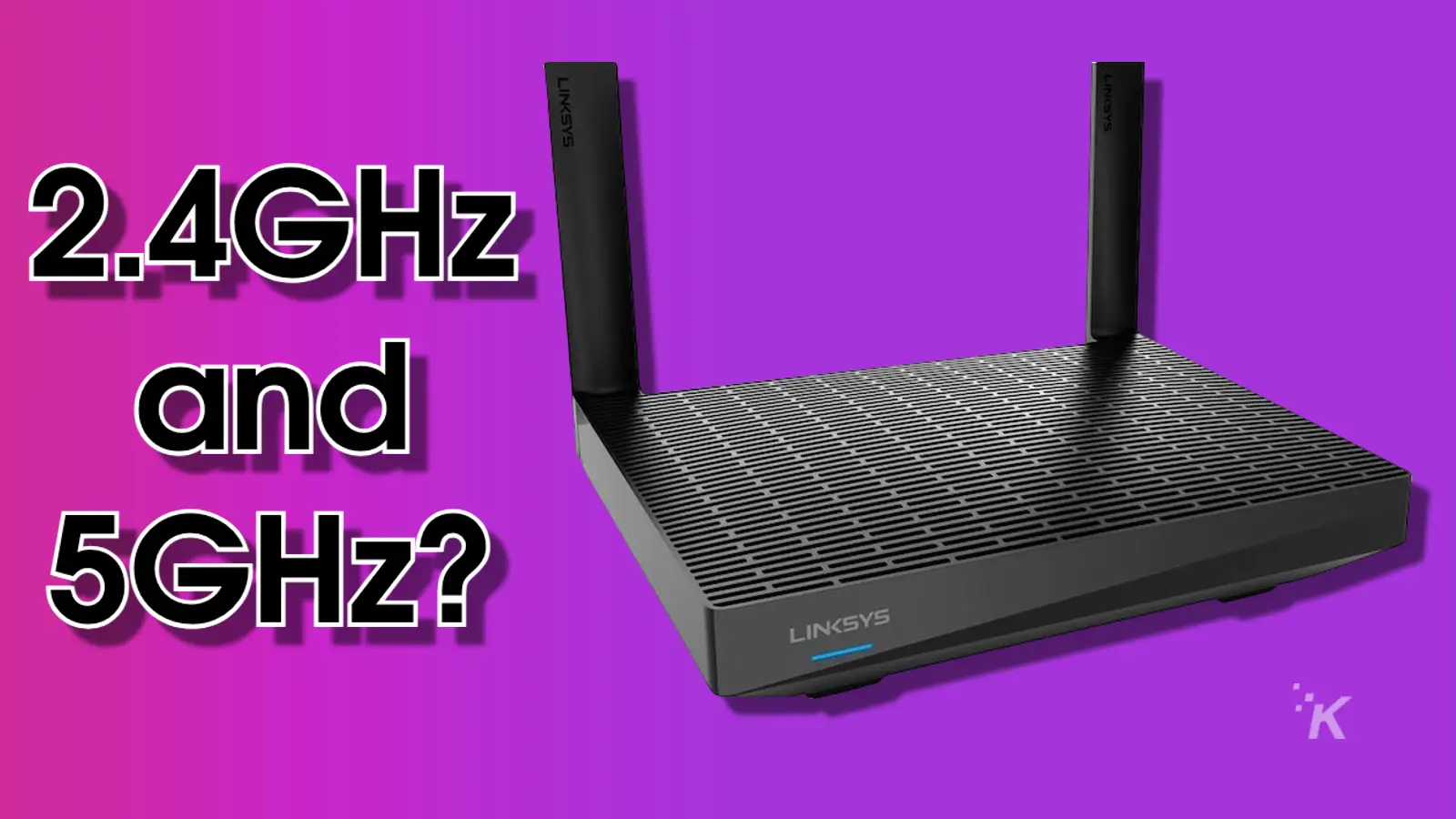 2,4 GHz et 5 GHz ? avec un routeur sur fond violet