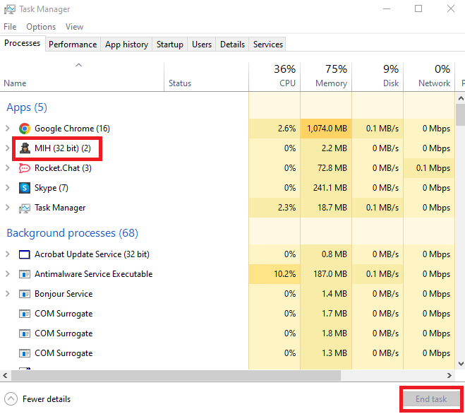 End Task VPN or Proxy tools - Task Manager