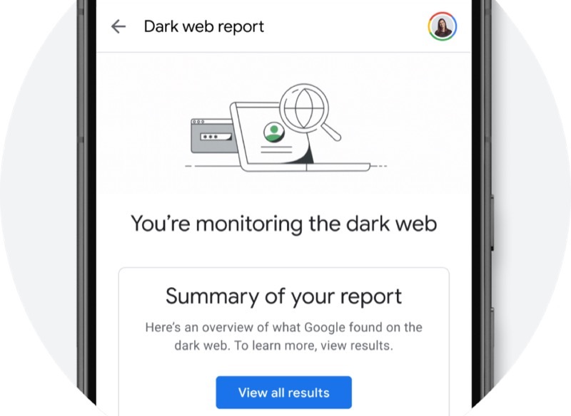 dark web monitoring feature in google one