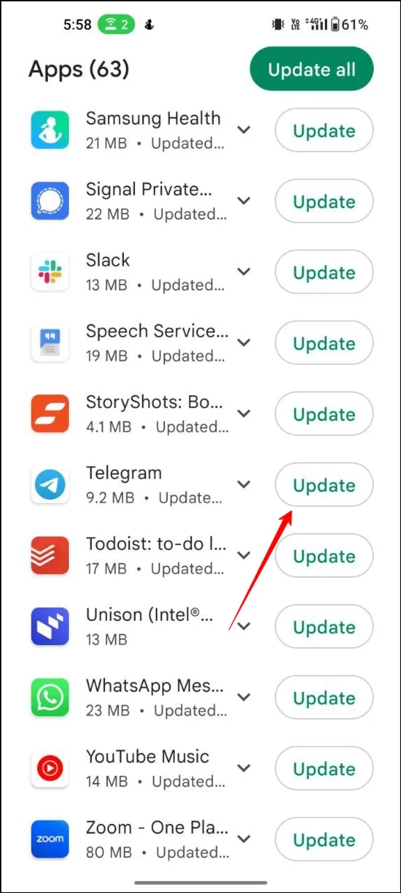 telegram app update