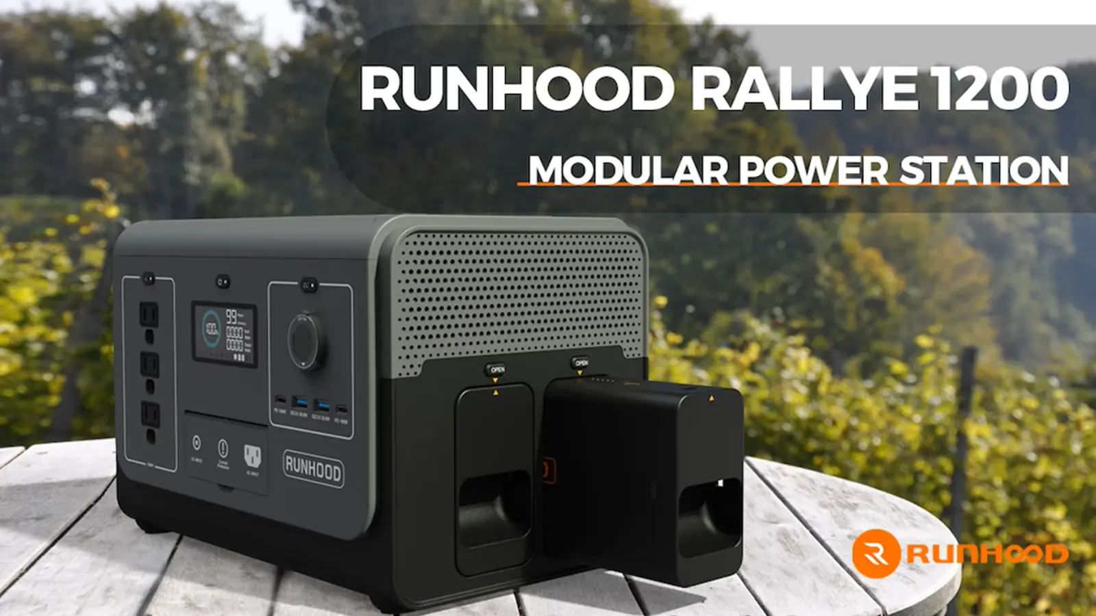 RUNHOOD Rallye 1200 モジュラー式発電所を屋外のテーブルの上に設置