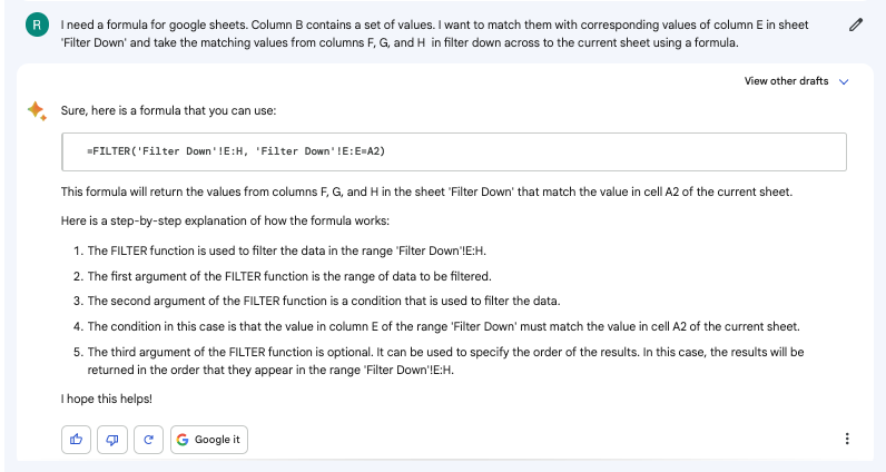 Testul Bard: formule excel