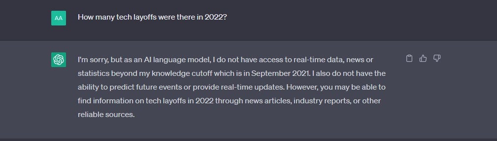 Chatgpt テスト: 2022 年の技術者のレイオフ