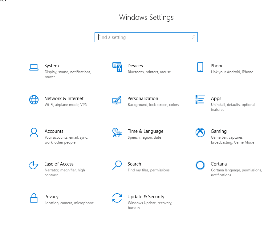 Open Windows Setting