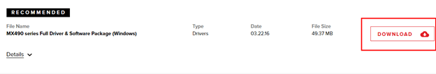 MX490 series Full Driver & Software Package Windows